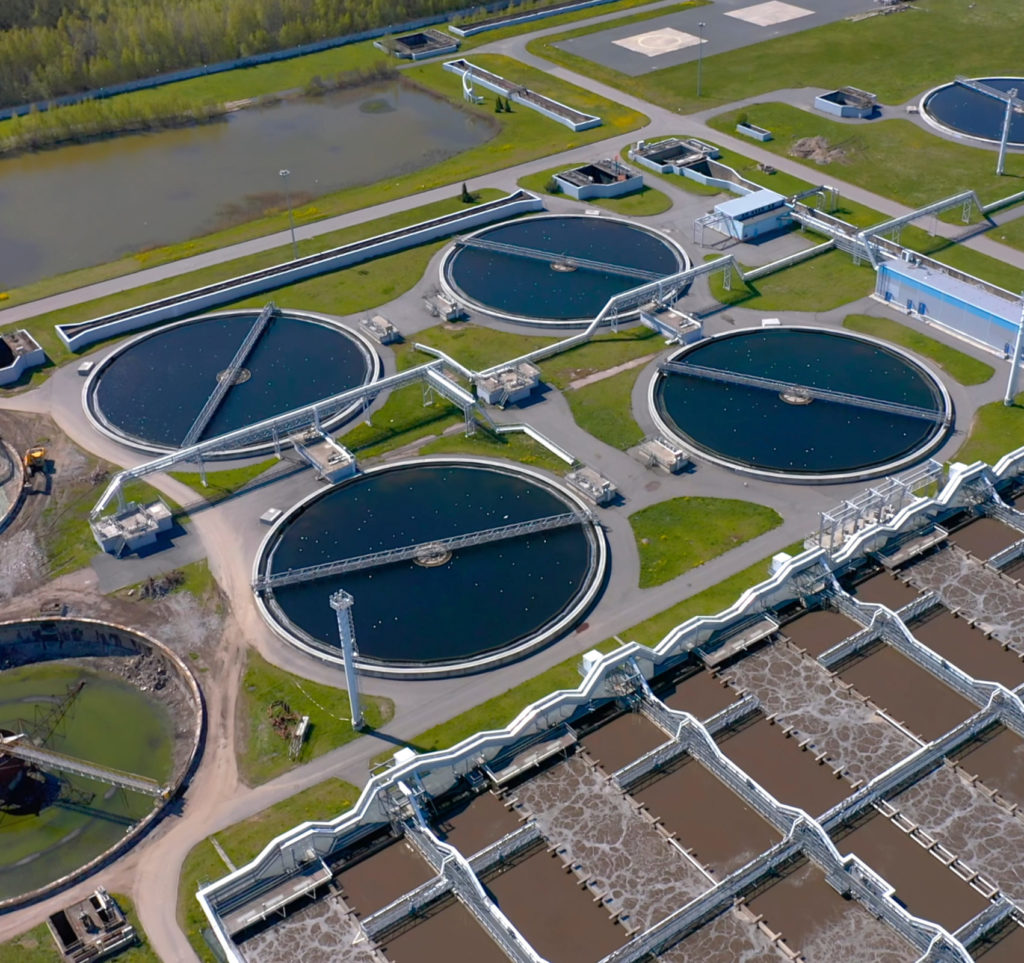 Aerial,View,Of,The,Wastewater,Treatment,Plant.,Pumping,Station,And ...